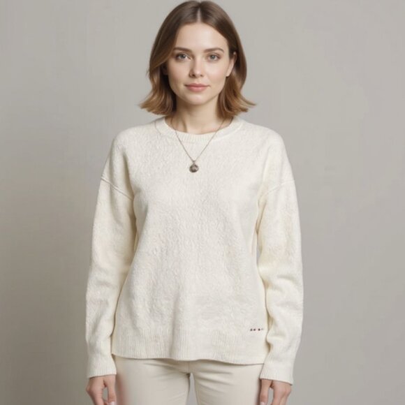 Marni Cream Alpaca Wool Blend Minimalist Crew Neck Sweater Made in Italy Size 38 - Picture 1 of 12
